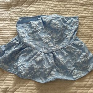 floral texture strapless top